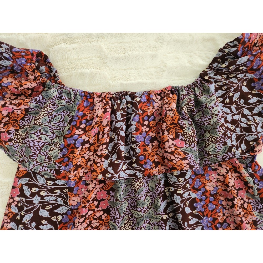Anthropologie Maeve Ruffle Off Shoulder Floral‎ Blouse Multicolored Size X Small - Picture 2 of 7
